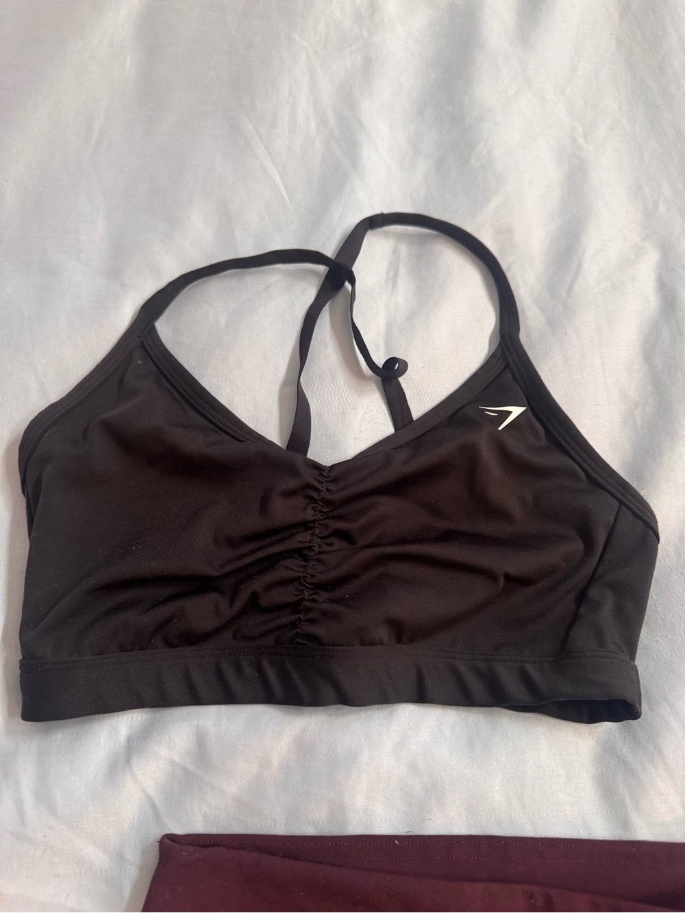Gymshark Black Ruched-Front Strappy Sports Bra